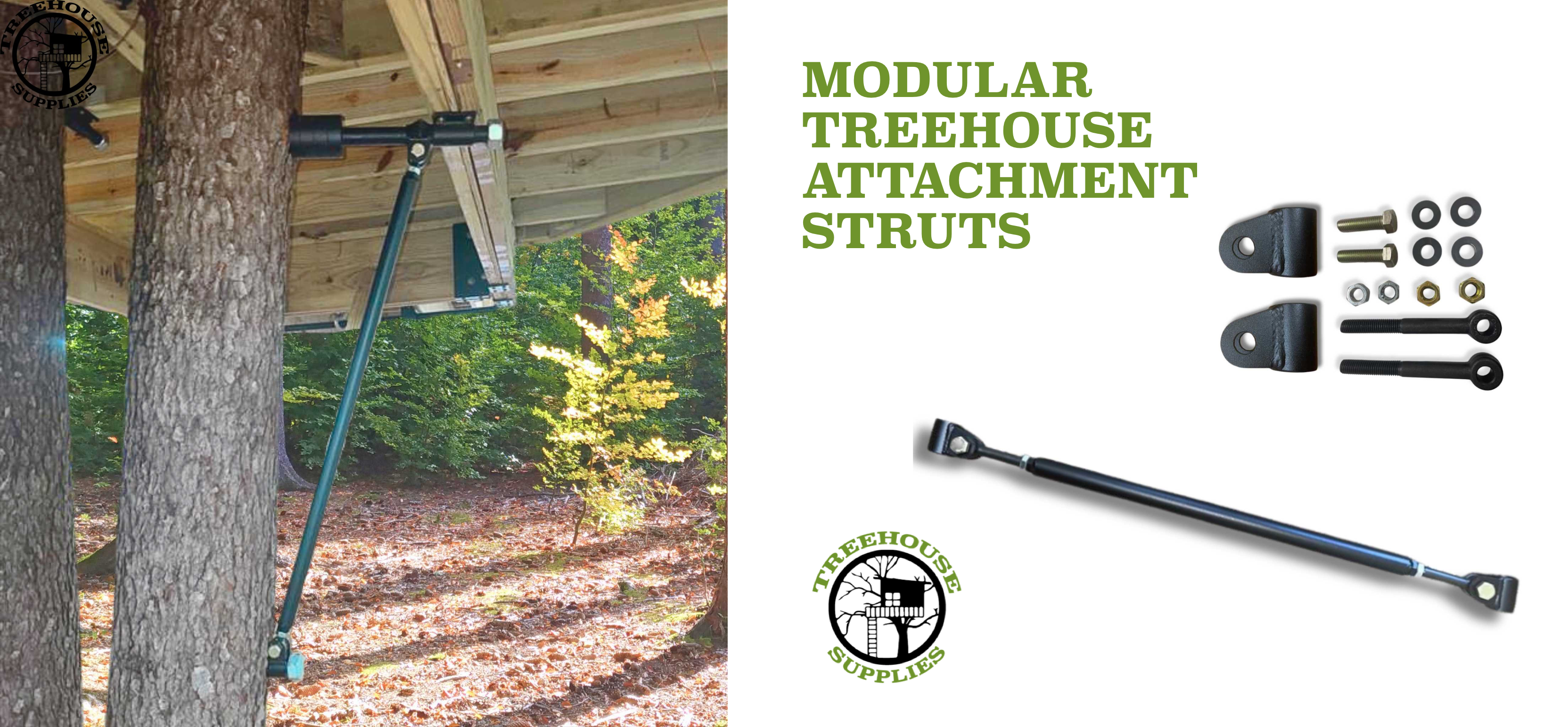 Modular Treehouse Attachment Struts: revolutionizing the way we build treetop sanctuaries. Treehouse Supplies