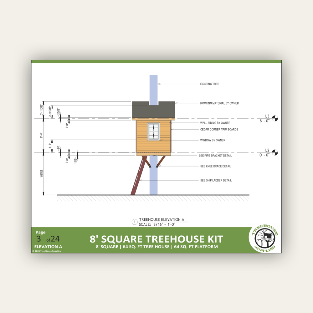 THE ANGELES © : 8' Square Treehouse Plan