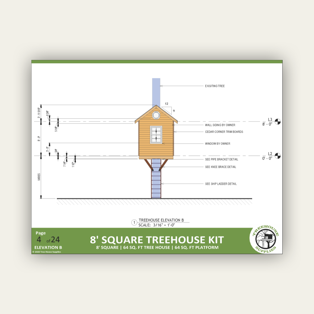 THE ANGELES © : 8' Square Treehouse Plan
