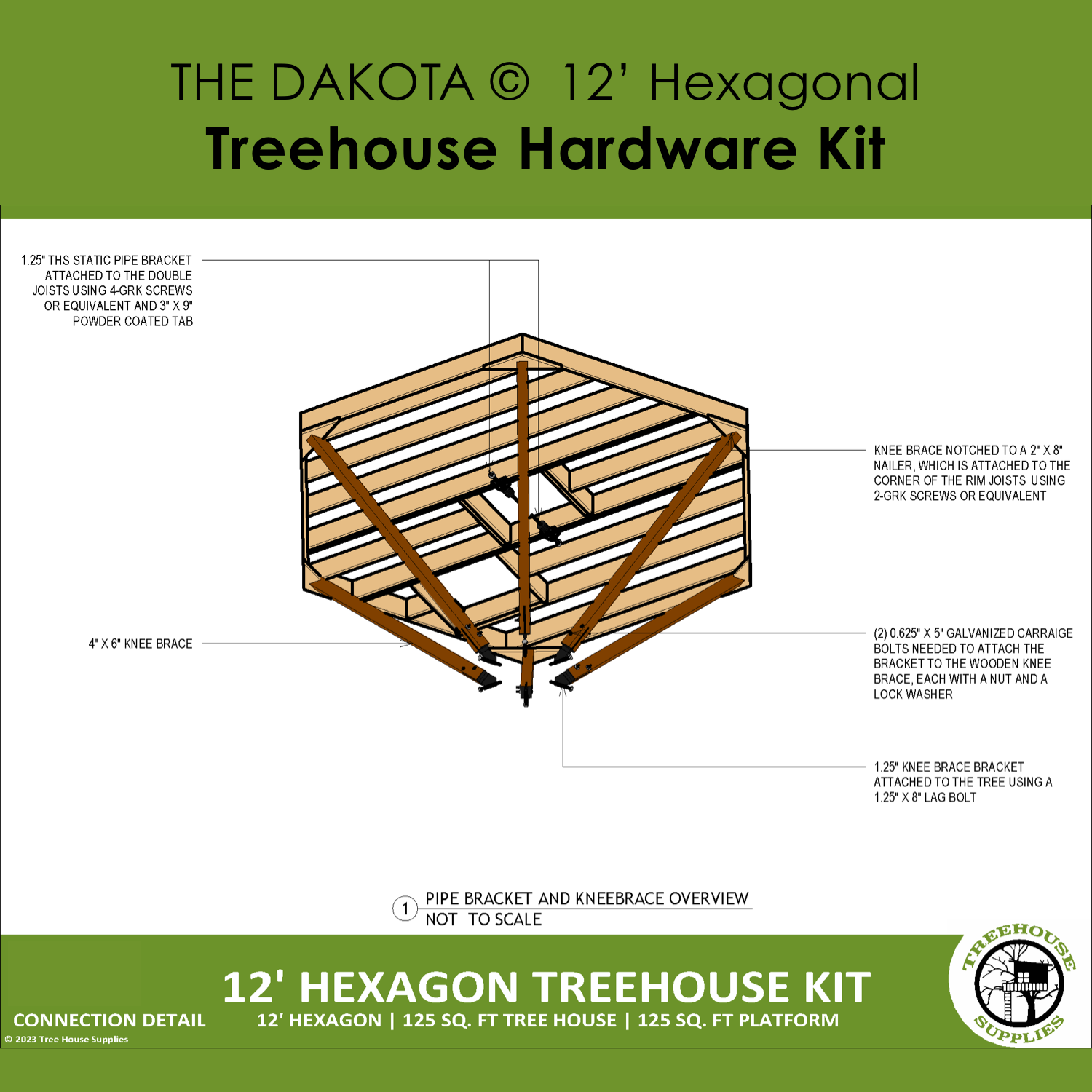 THE DAKOTA PRAIRIE: 12' Hexagonal Treehouse Hardware Kit