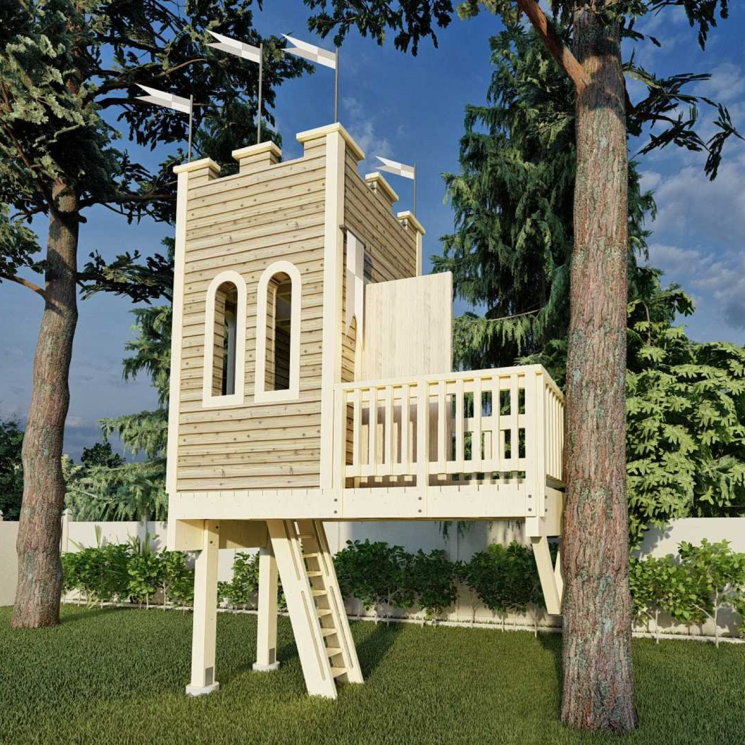 THE ENCHANTED CASTLE  © 1 Tree 2 Post Treehouse Plan
