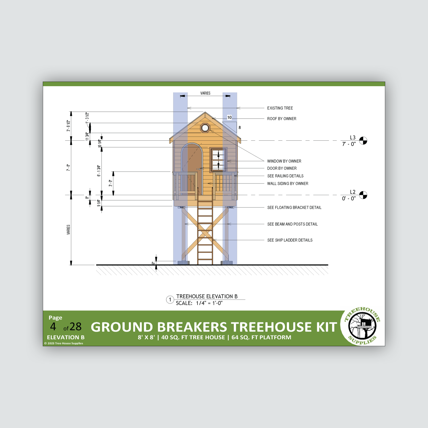 THE TAHOE: MINI © 2 tree 2 post Treehouse Plan