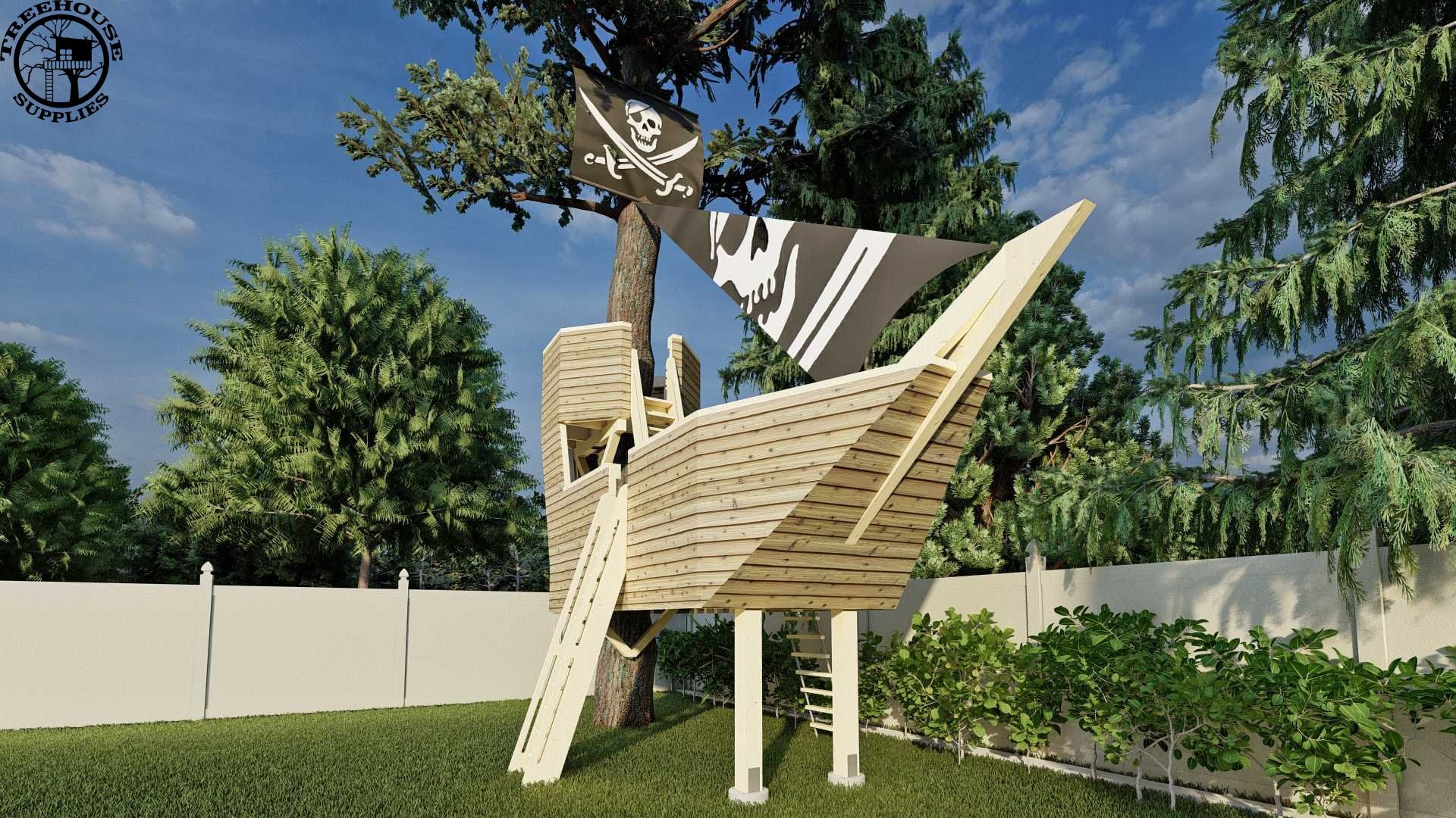 Treehouse Supplies THE PIRATE SHIP  © 1 Tree 2 Post Treehouse Plan