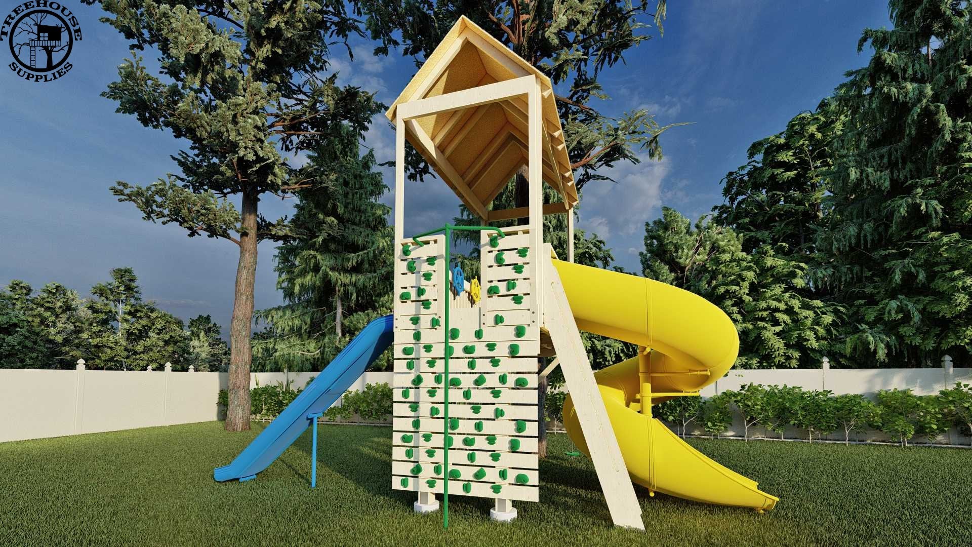 Treehouse Supplies THE TIMBERELF PLAYGROUND  © 1 Tree 2 Post Treehouse Plan