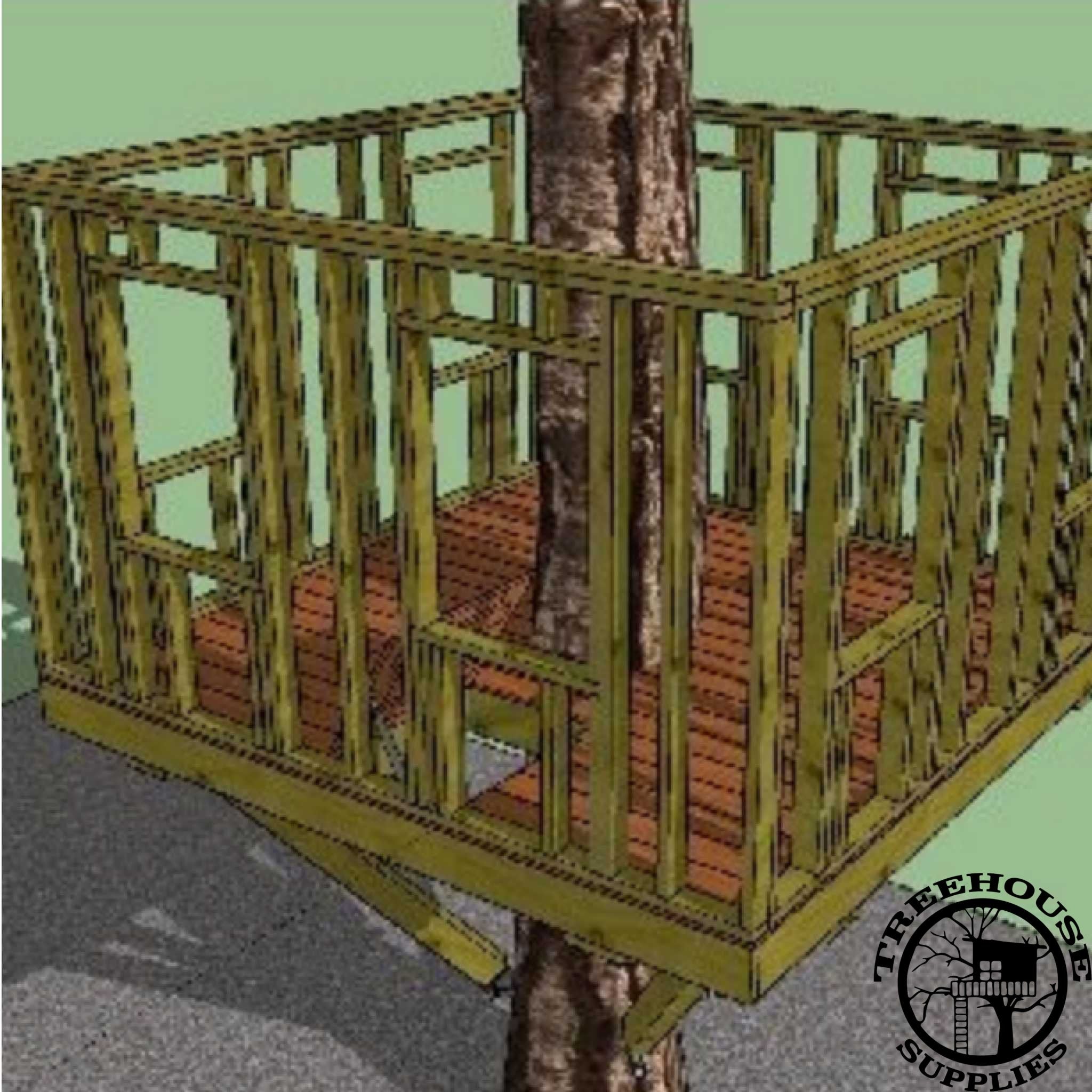 12' SQUARE TREEHOUSE PLAN - NOW INCLUDES STEP-BY-STEP 3D MODELING!! - Treehouse Supplies