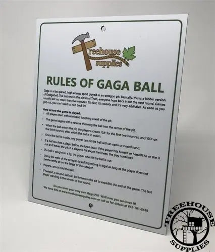 GAGA BALL PIT  - HOW TO PLAY SIGN - Treehouse Supplies