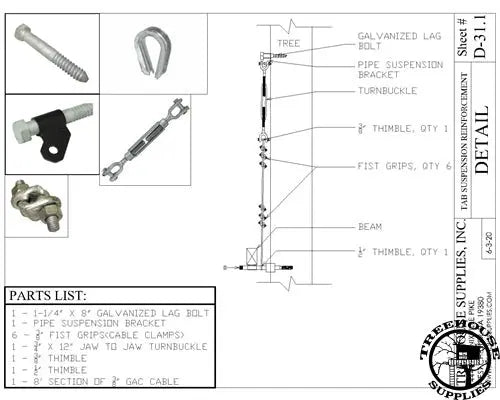 Treehouse Attachment Bolt Suspension System