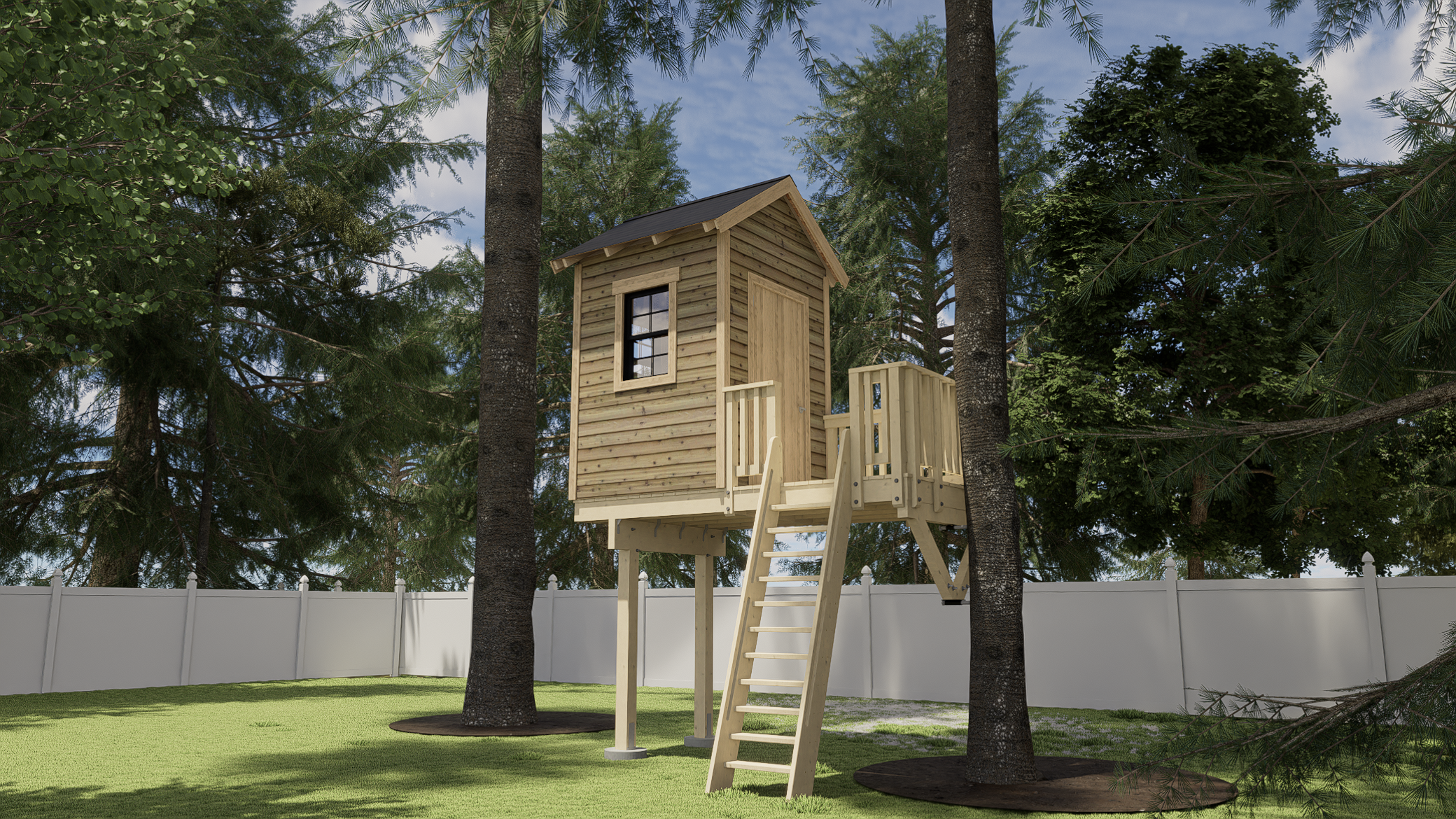 1 Tree and 2 Posts Tree House Plans Treehouse Supplies