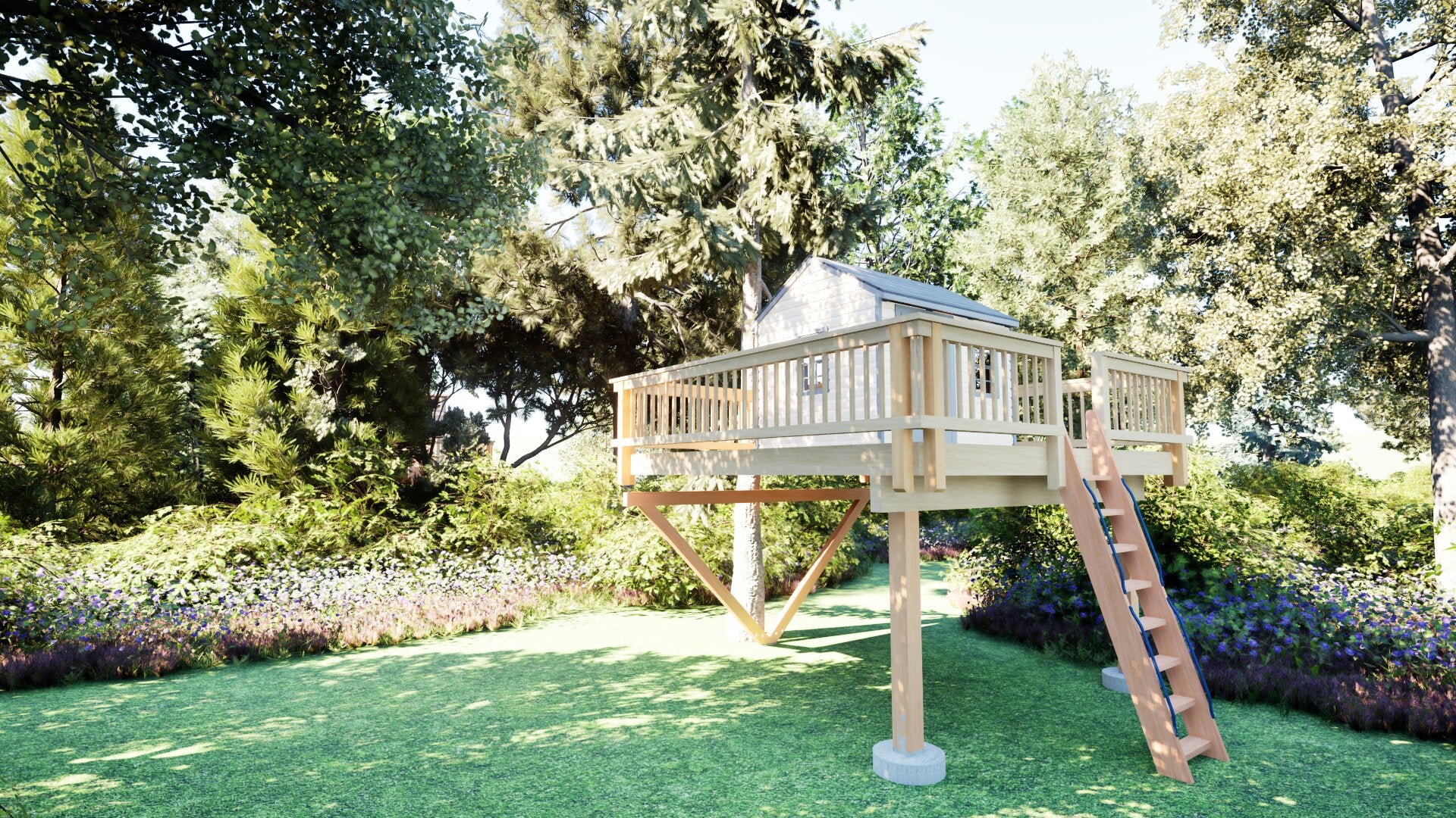 Tree Top Playhouse CABIN XL - 12' x 12' Platform
