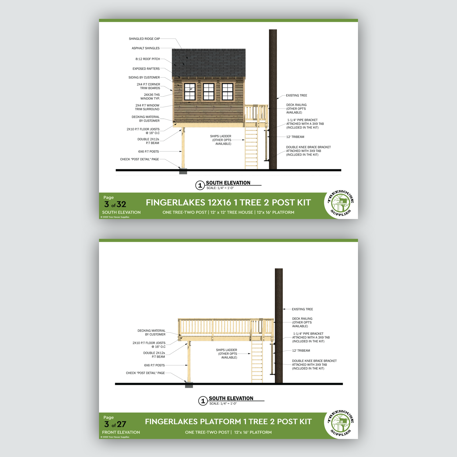 THE FINGER LAKES: LARGE © 1 Tree 2 Post Treehouse Plan