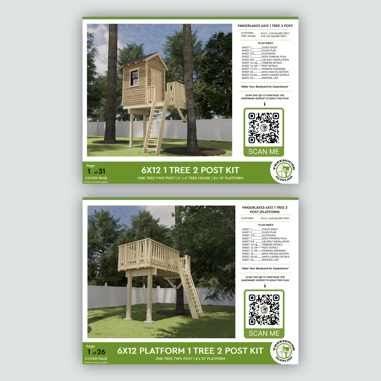 Treehouse Posts 12' x 14' Wraparound Treehouse Plan | Treehouse Plans & Hardware ...