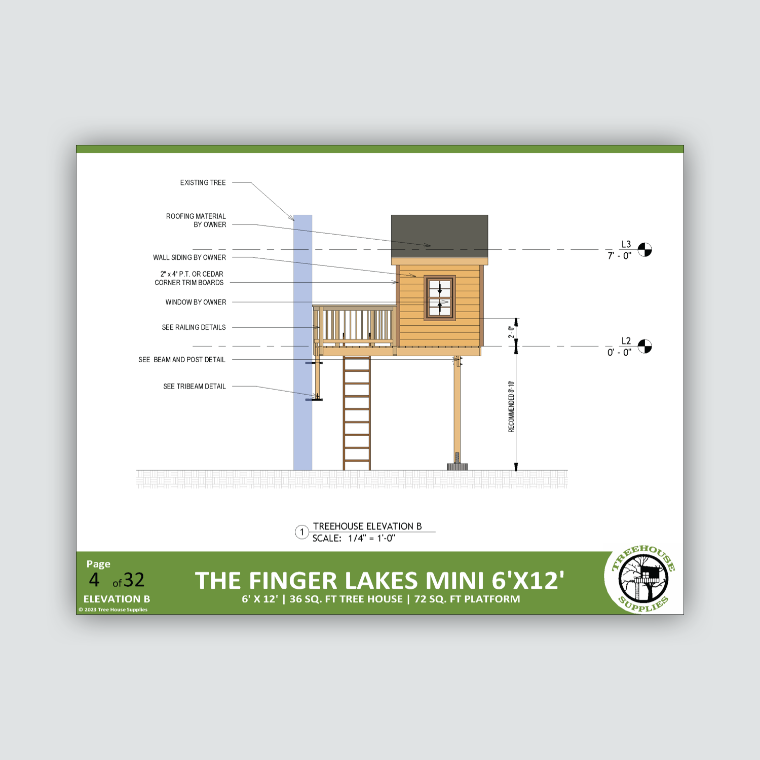 THE FINGER LAKES: MINI © 1 Tree 2 Post Treehouse Plan