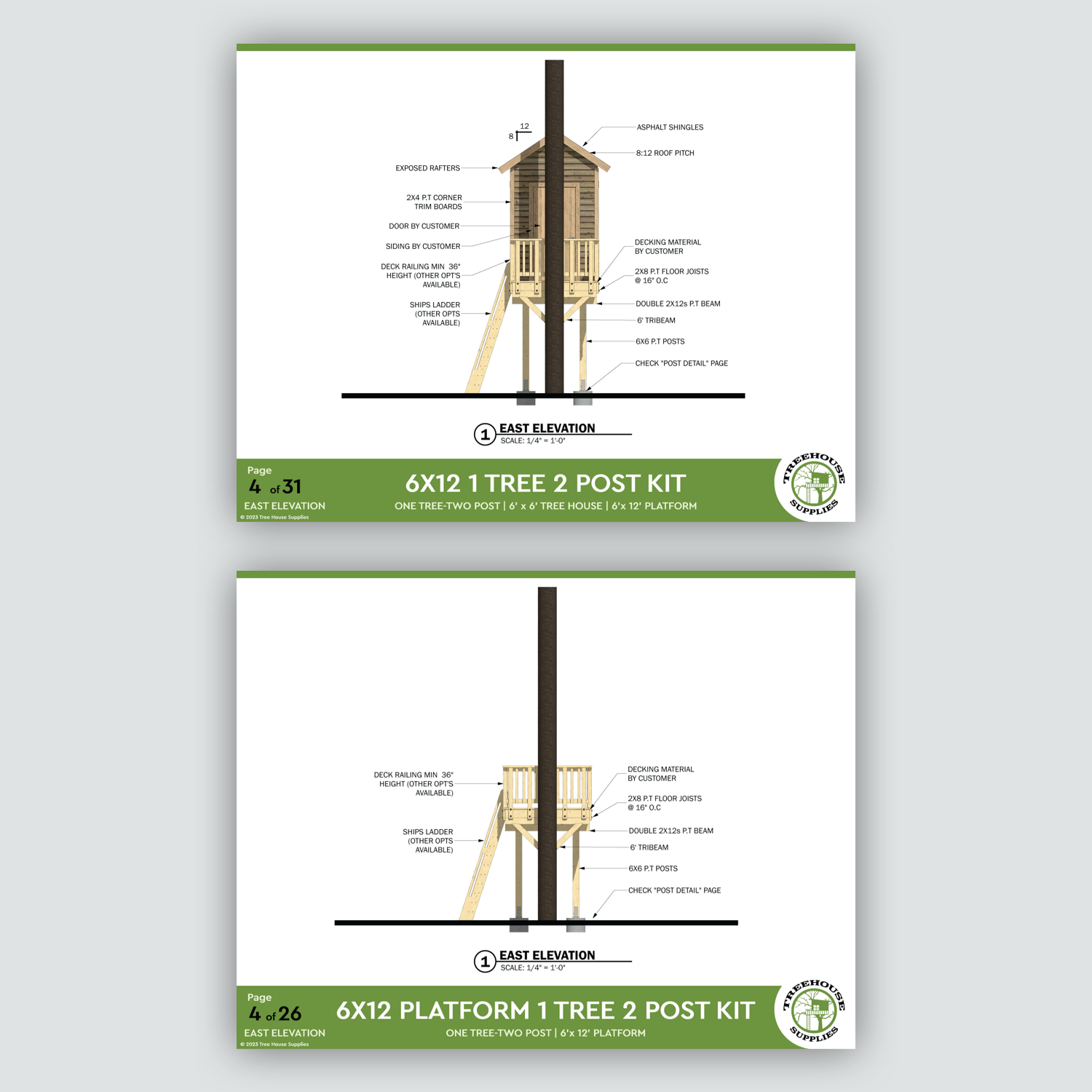 THE FINGER LAKES: MINI © 1 Tree 2 Post Treehouse Plan