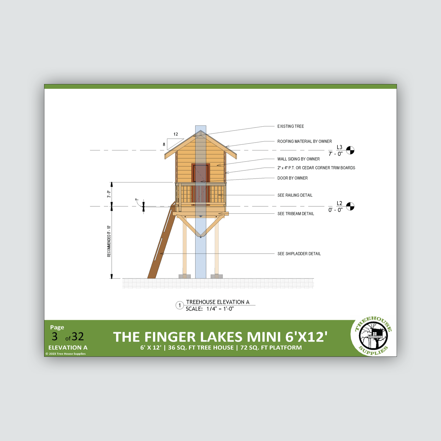 THE FINGER LAKES: MINI © 1 Tree 2 Post Treehouse Plan