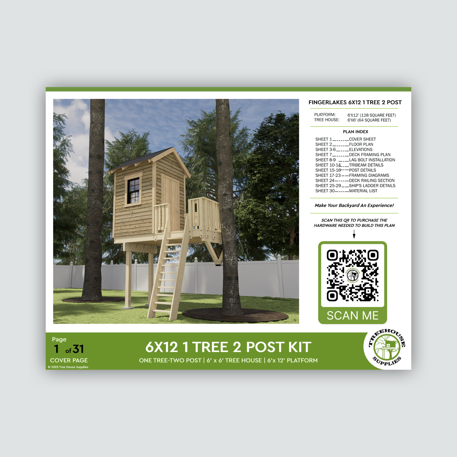 THE FINGER LAKES: MINI © 1 Tree 2 Post Treehouse Plan