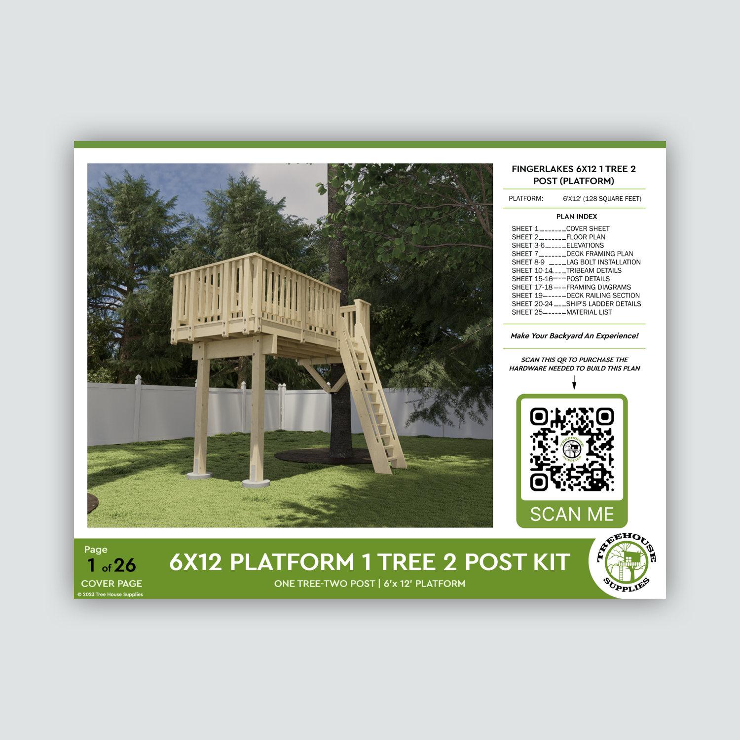 THE FINGER LAKES: MINI © 1 Tree 2 Post Treehouse Plan