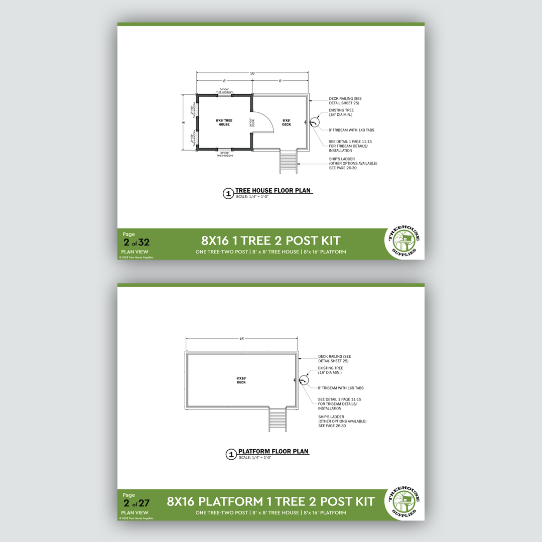 8' x 16' Rectangular Treehouse Plan | Treehouse Plans & Hardware ...