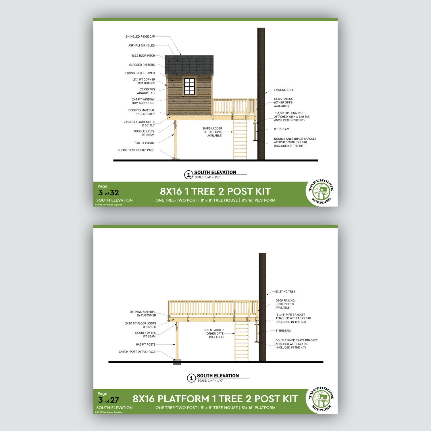 THE FINGER LAKES: STANDARD © 1 Tree 2 Post Treehouse Plan