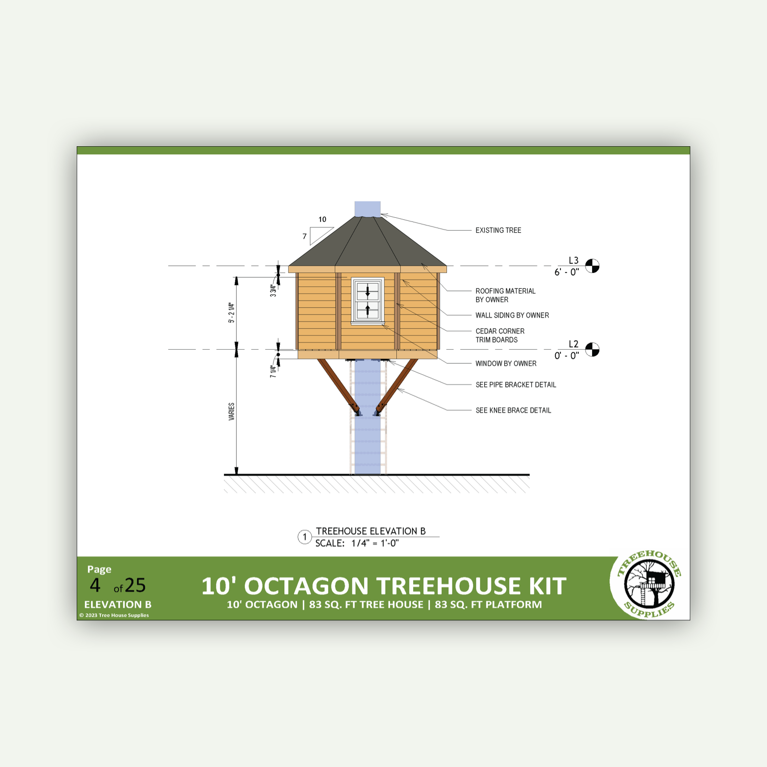 THE FLATHEAD © : 10' Octagon Treehouse Plan