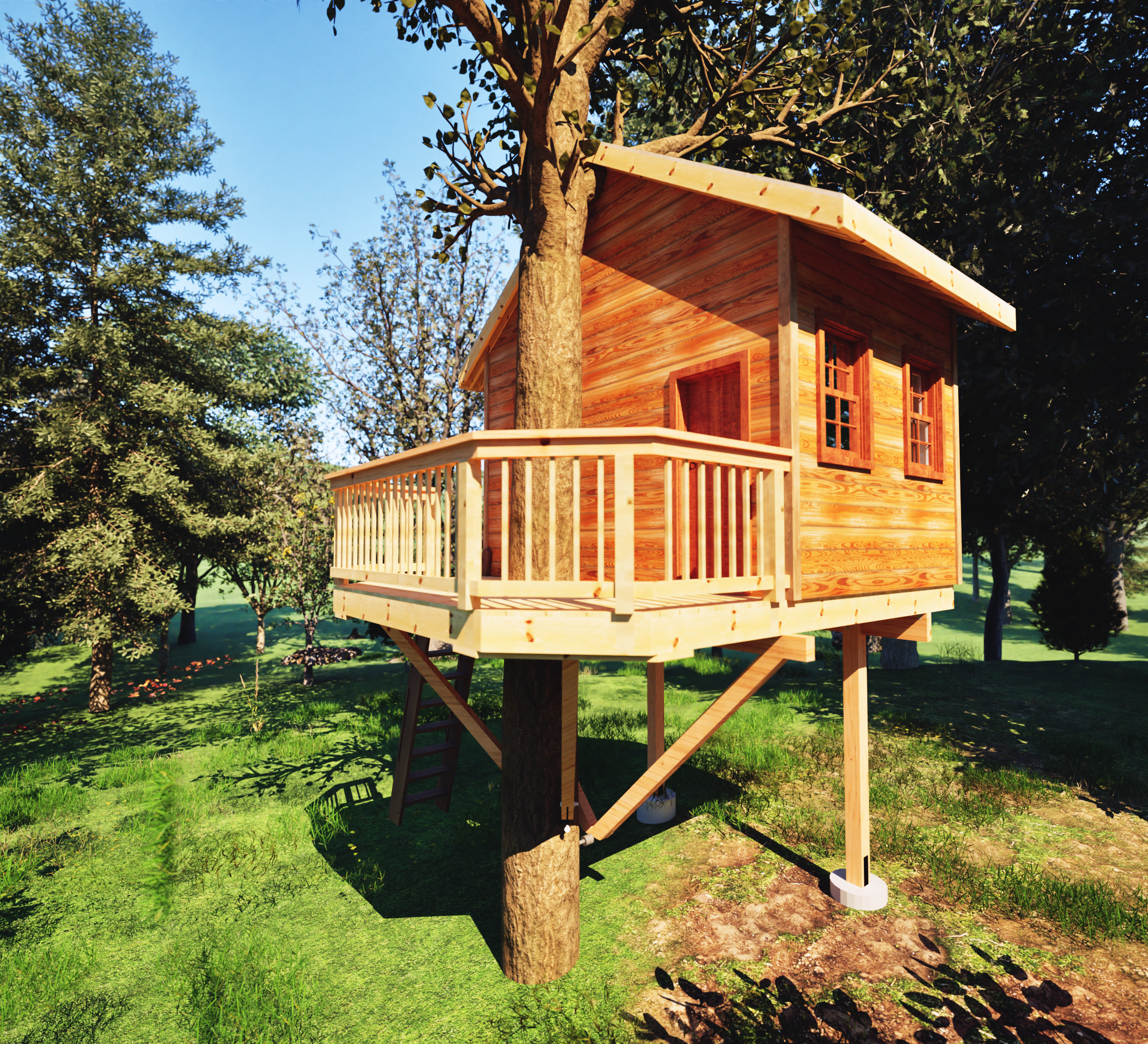 Treehouse Posts 12' x 14' Wraparound Treehouse Plan | Treehouse Plans & Hardware ...