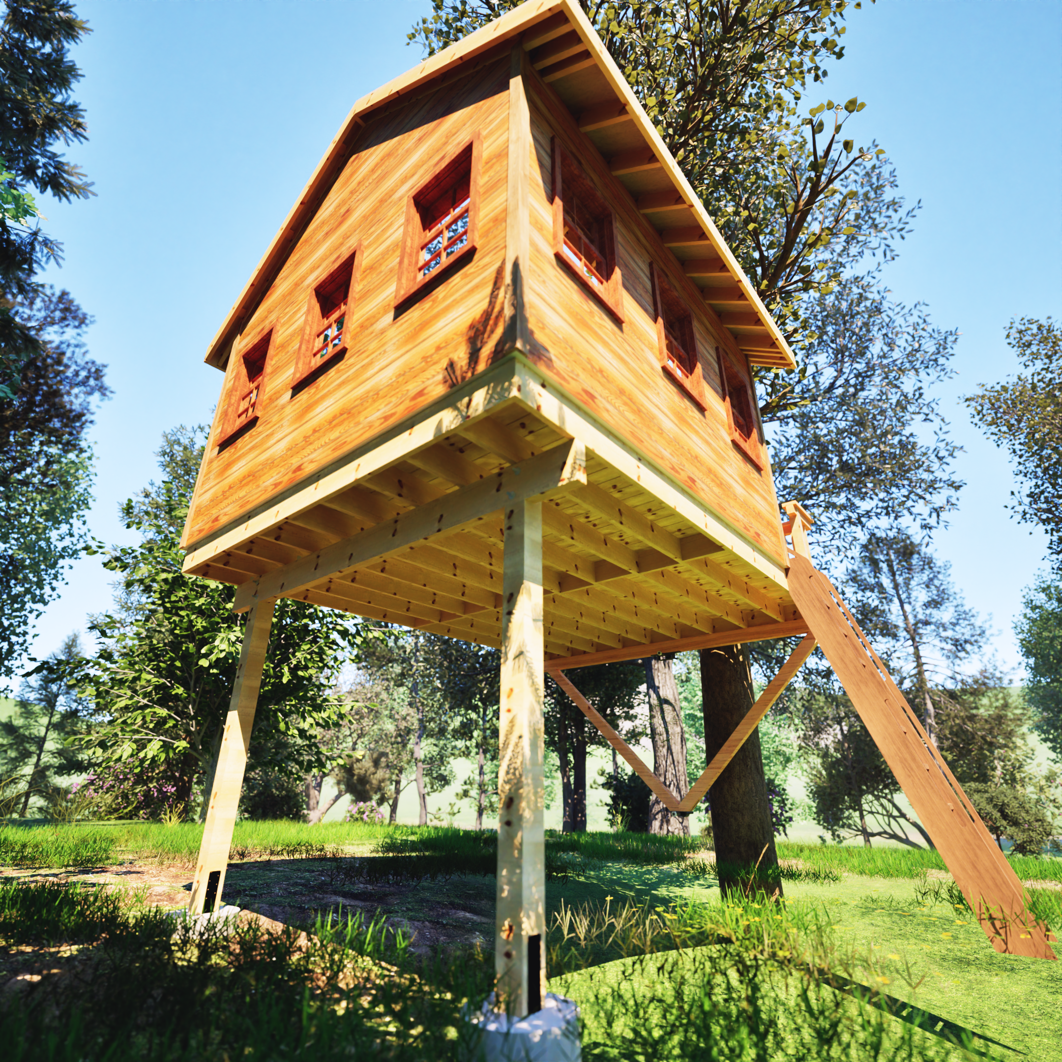 THE FINGER LAKES: LARGE © 1 Tree 2 Post Treehouse Plan