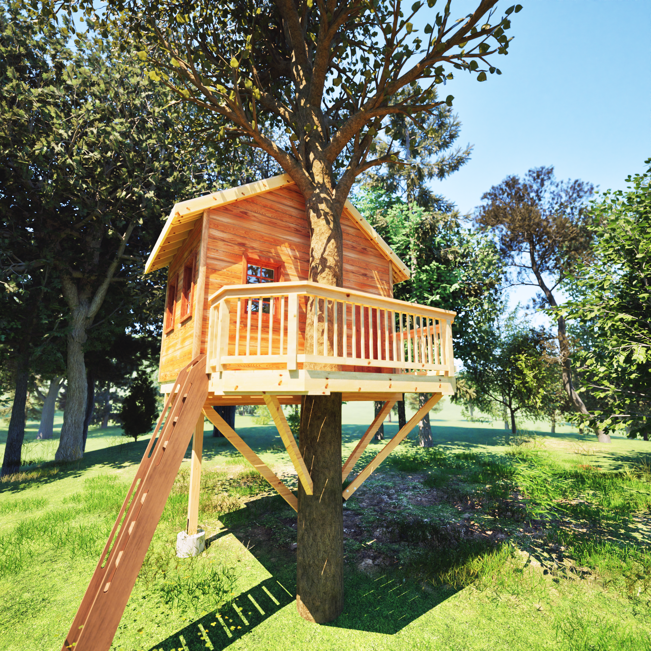 Treehouse Posts 12' x 14' Wraparound Treehouse Plan | Treehouse Plans & Hardware ...