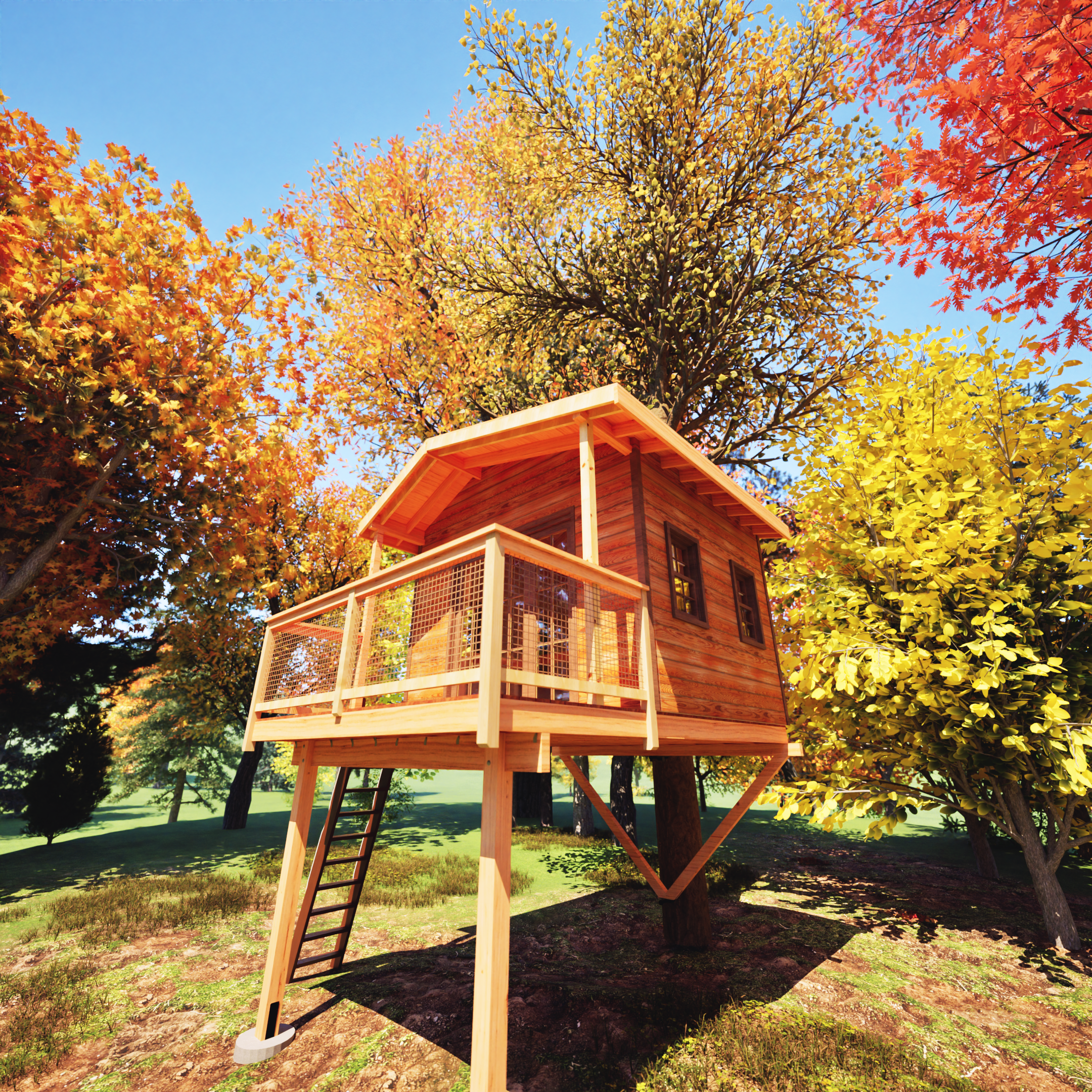 THE LONE PINE © 1 Tree 2 Post Treehouse Plan