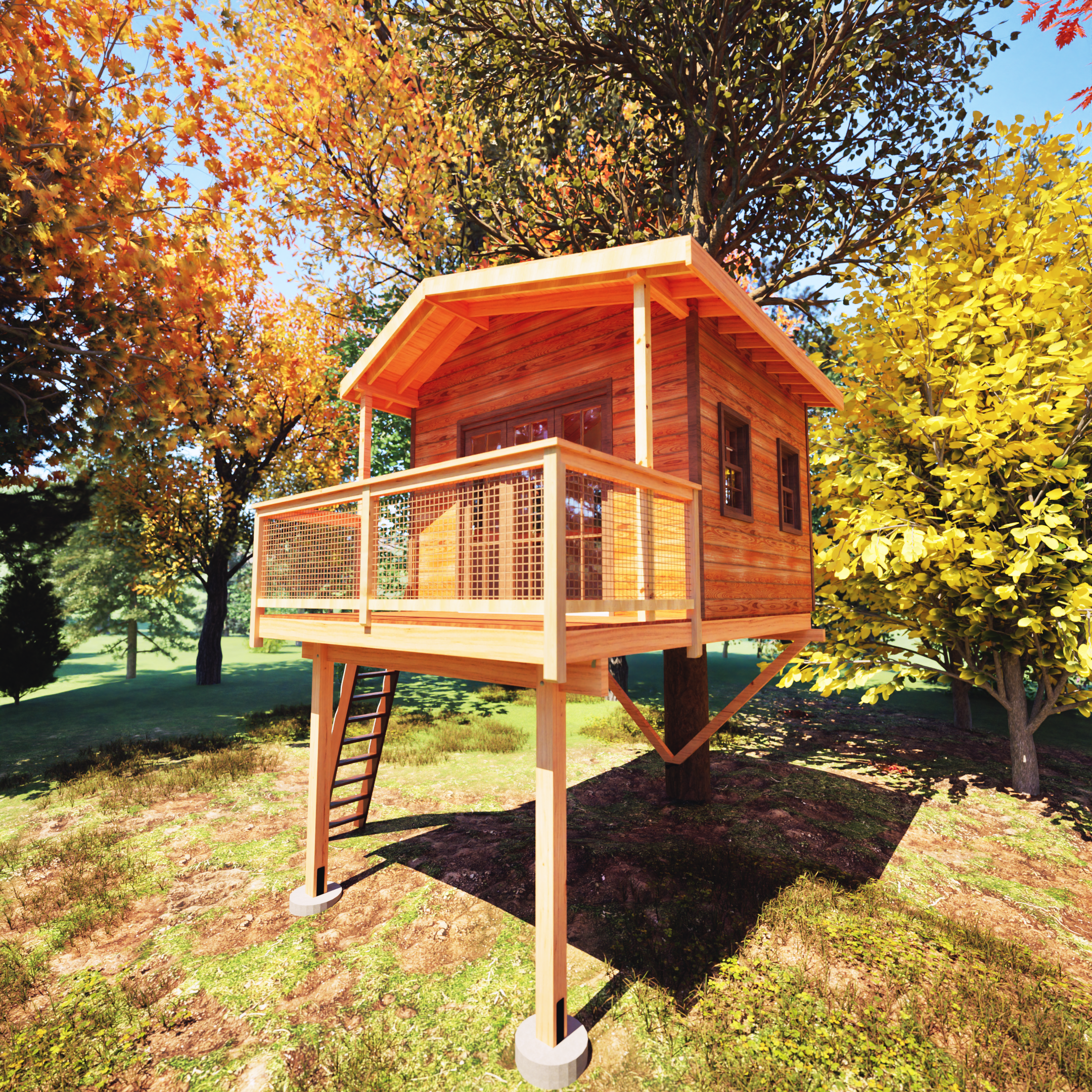 THE LONE PINE © 1 Tree 2 Post Treehouse Plan