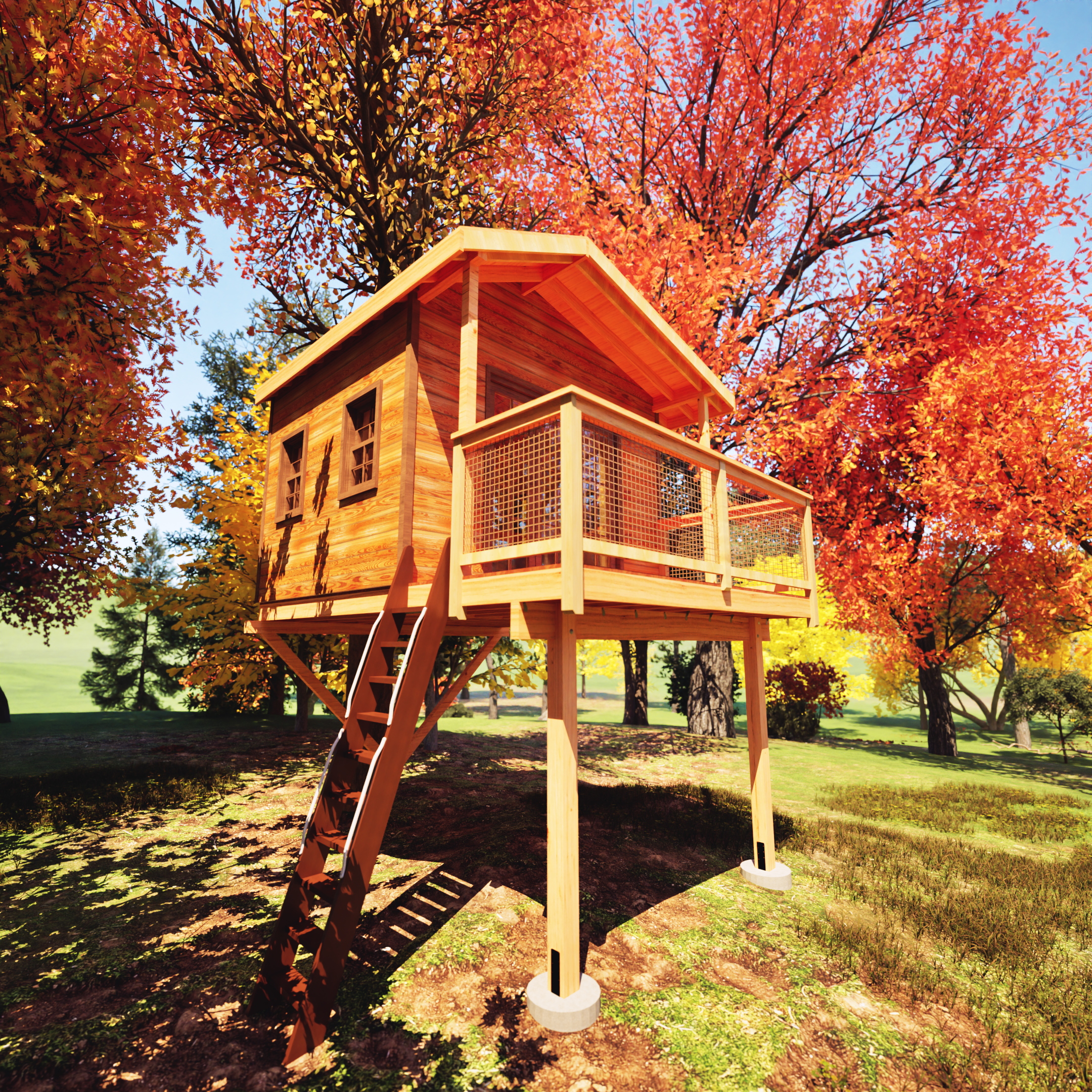 THE LONE PINE © 1 Tree 2 Post Treehouse Plan