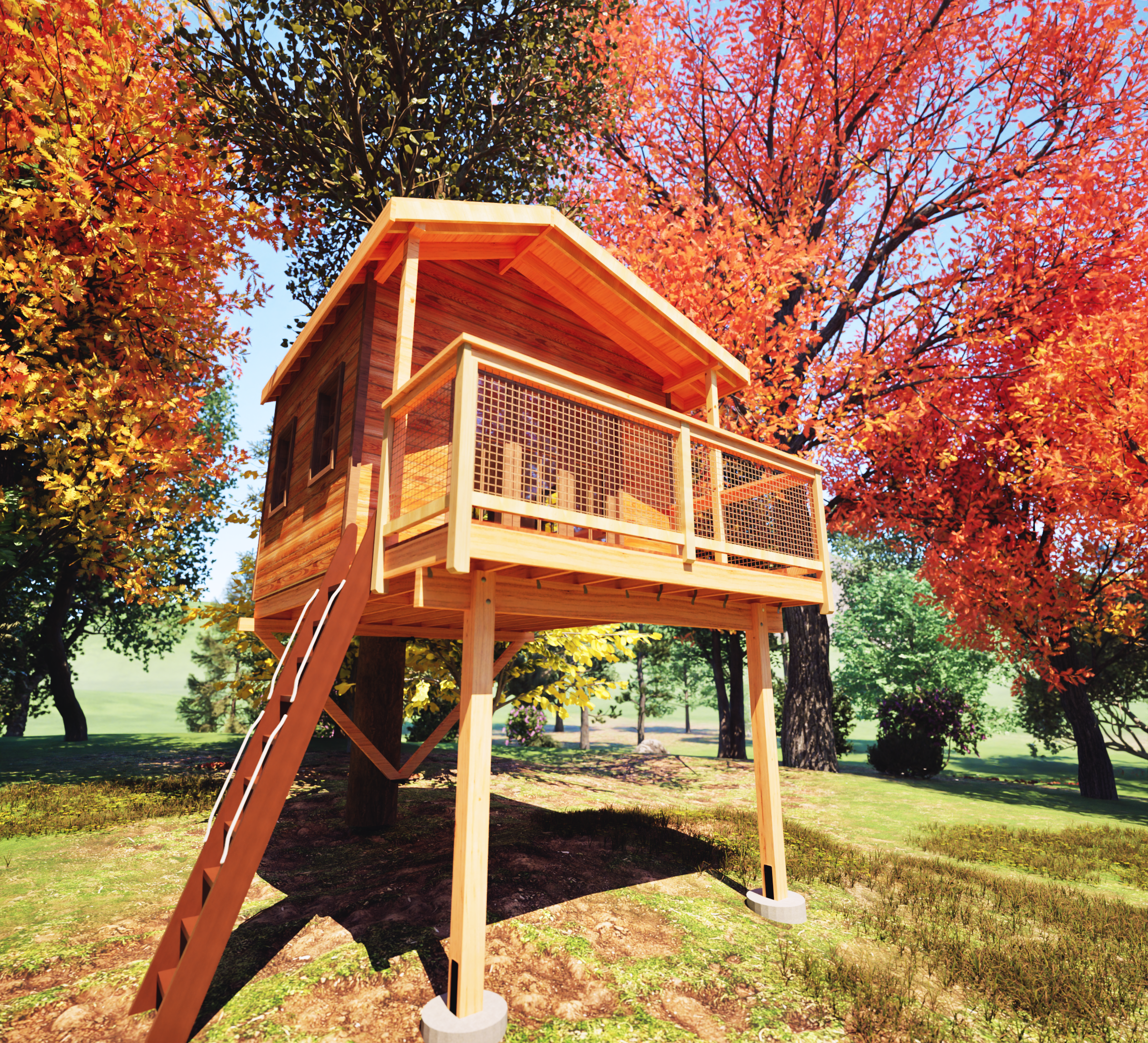 THE LONE PINE © 1 Tree 2 Post Treehouse Plan