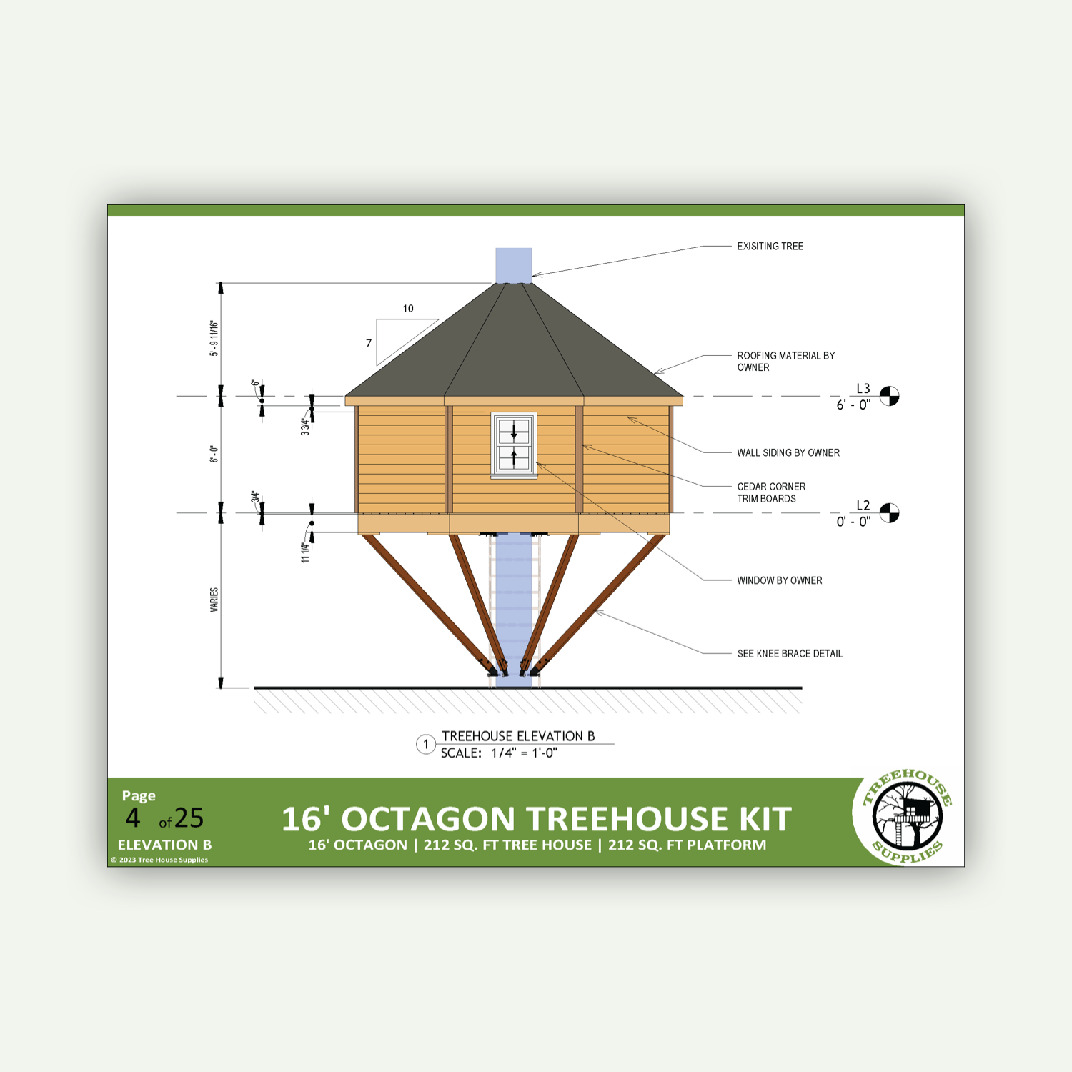 THE BLACK HILLS © : 16' Octagon Treehouse Plan
