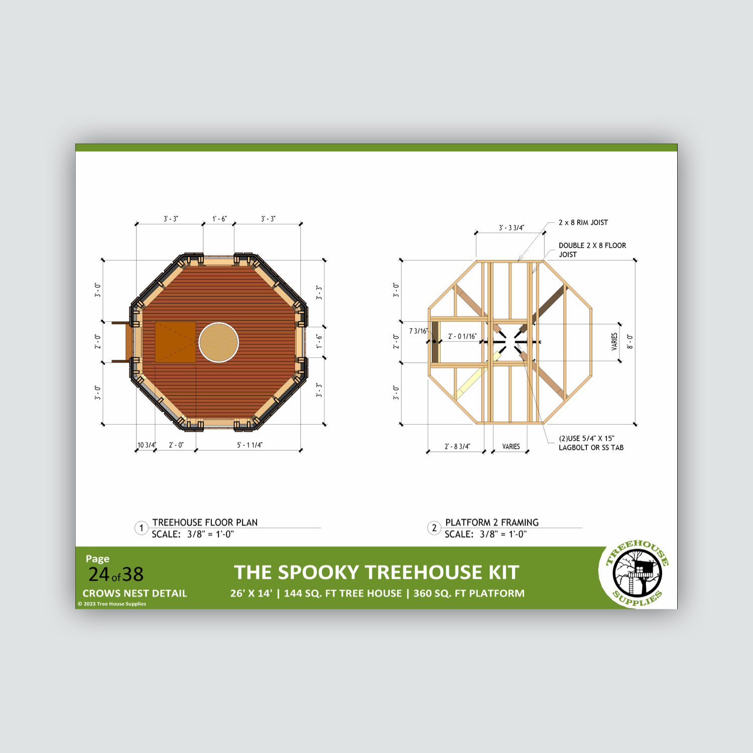 THE CROOKED TOWER  ©  - Two Tree Halloween Treehouse Plan