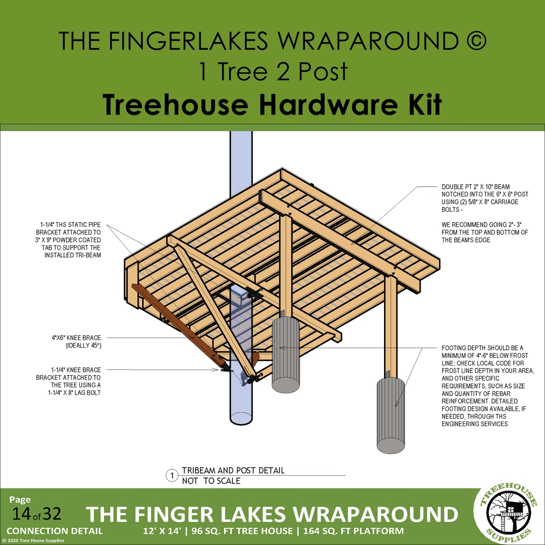 One Tree 2 post 12'x14' Standard Treehouse Kit | TAB | Treehouse Bolts ...