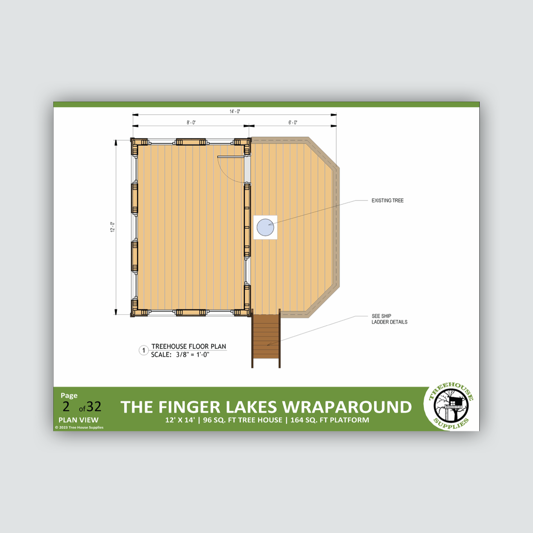 12' x 14' Wraparound Treehouse Plan | Treehouse Plans & Hardware ...