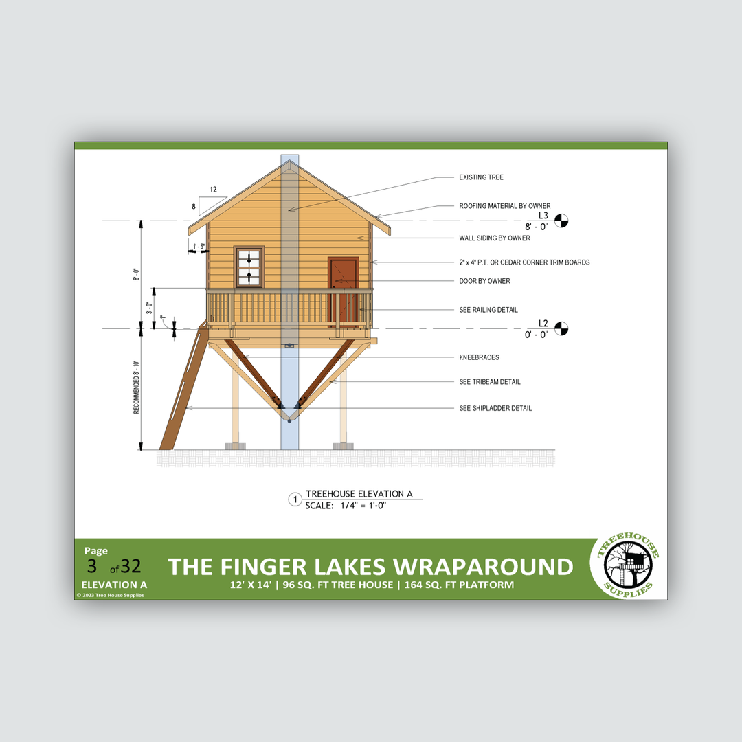 12' x 14' Wraparound Treehouse Plan | Treehouse Plans & Hardware ...