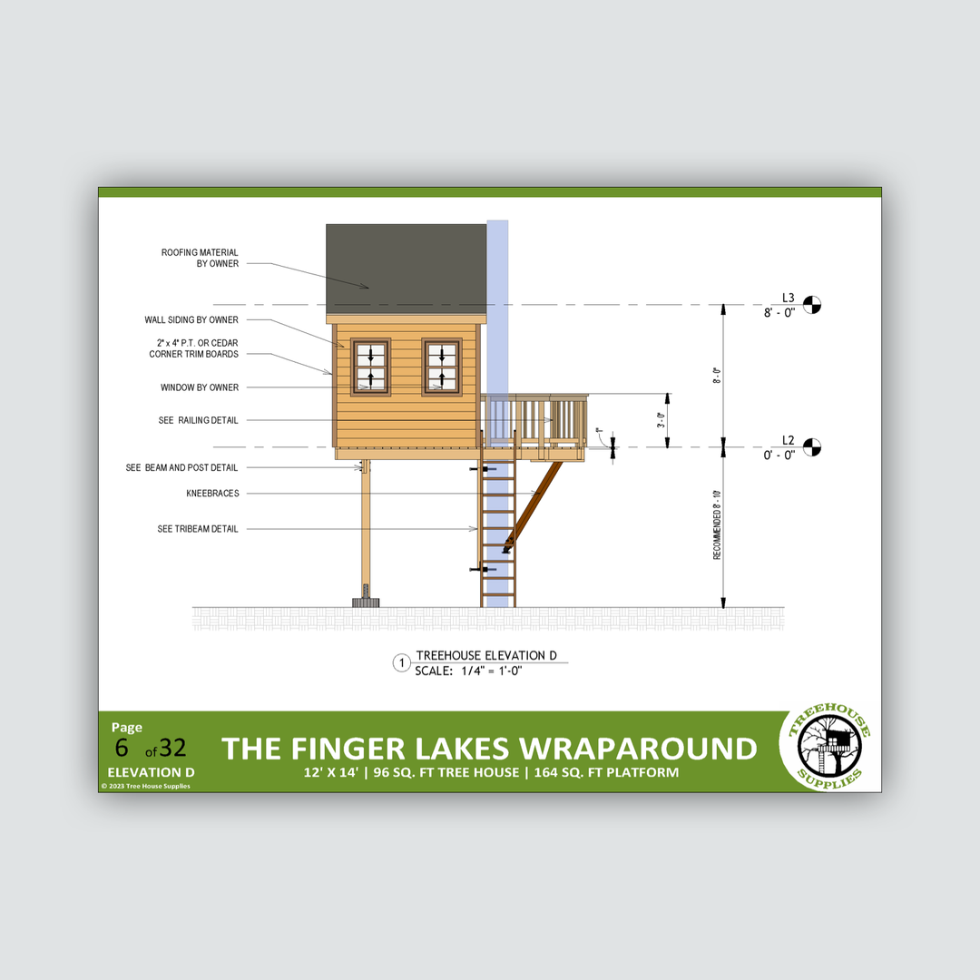 12' x 14' Wraparound Treehouse Plan | Treehouse Plans & Hardware ...