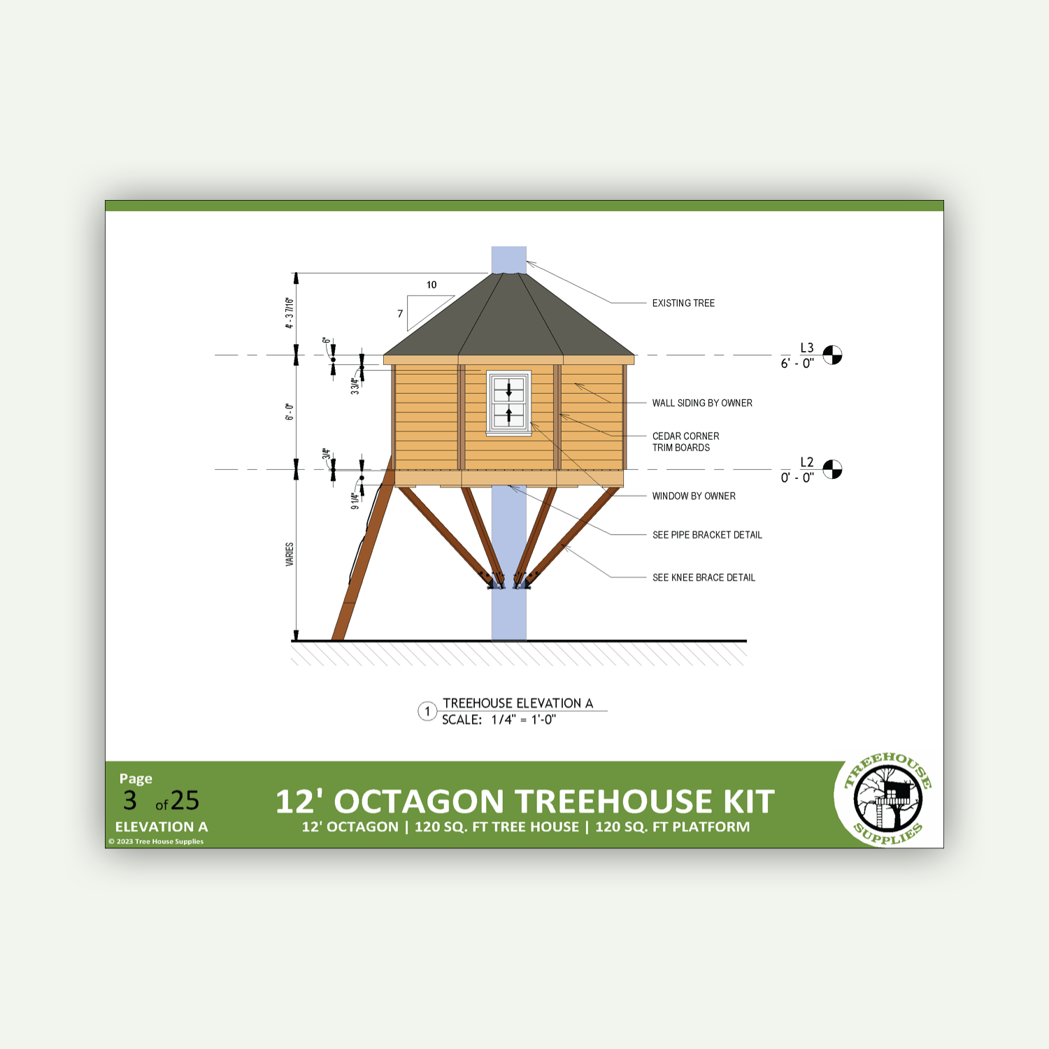 THE RIO GRANDE © : 12' Octagon Treehouse Plan