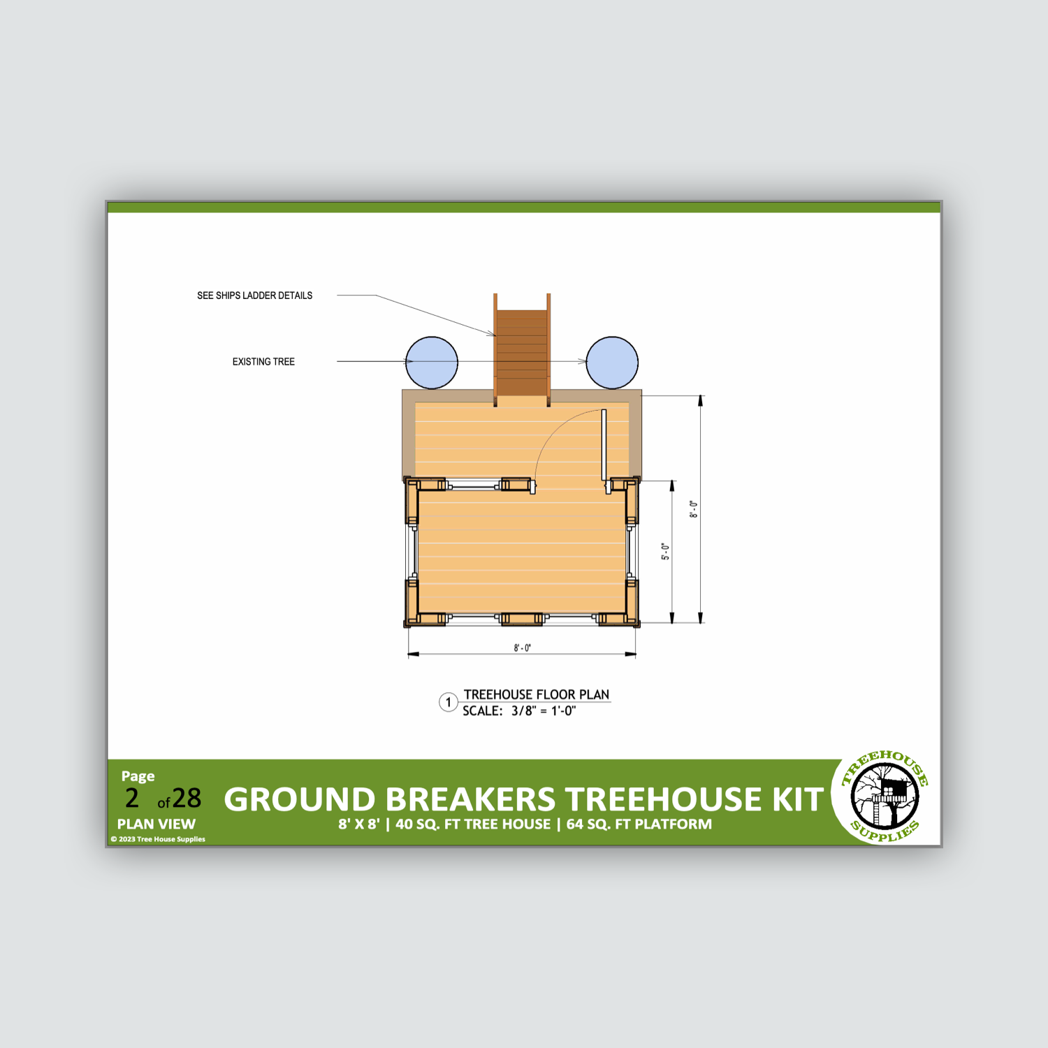THE TAHOE: MINI © 2 tree 2 post Treehouse Plan