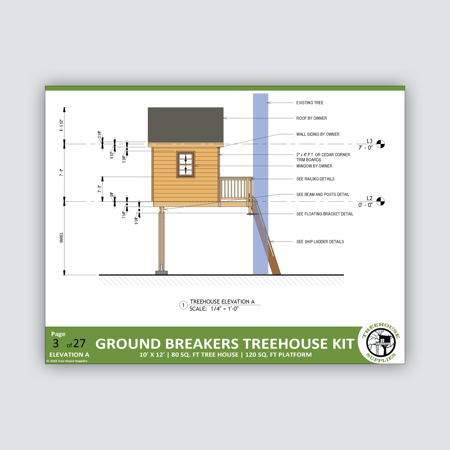 THE TAHOE: SMALL © 2 tree 2 post Treehouse Plan