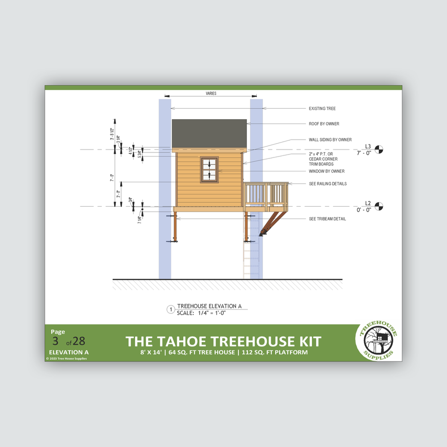 8' x 14' Rectangular Treehouse Plan | Standard Treehouse Plans ...