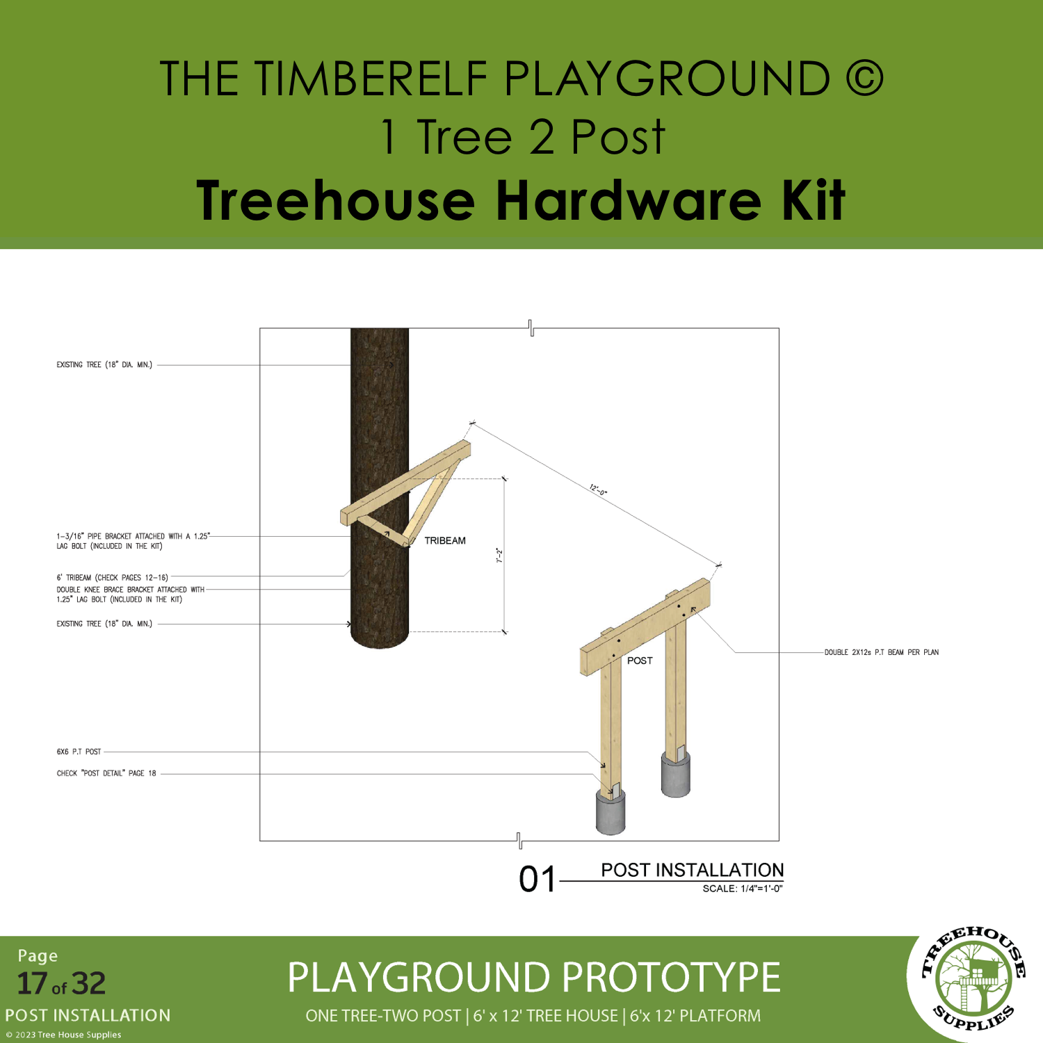 Treehouse Posts The TimberElf © 1 tree 2 post Treehouse Plans – Treehouse Supplies