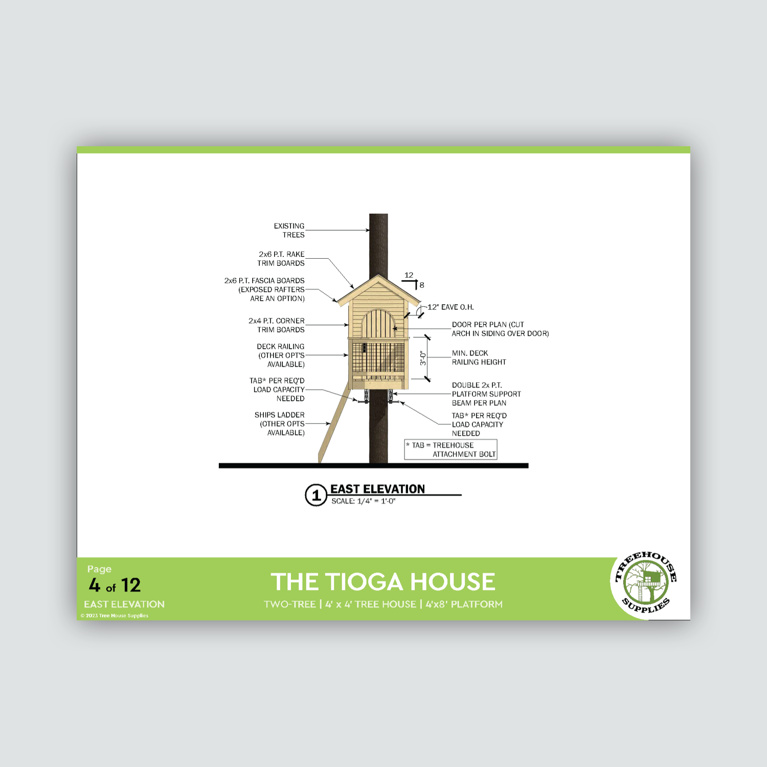 THE TIOGA © : 2 Tree Mini Treehouse Plan