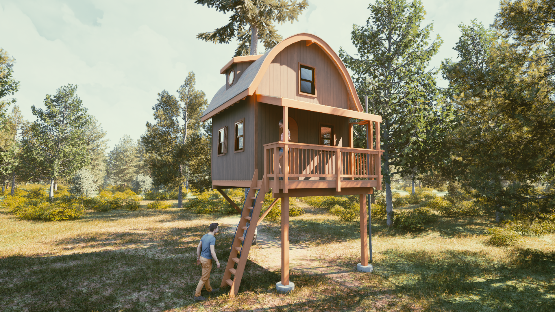 THE CEDAR HILL BARN © 1 Tree 2 Post Treehouse Plan