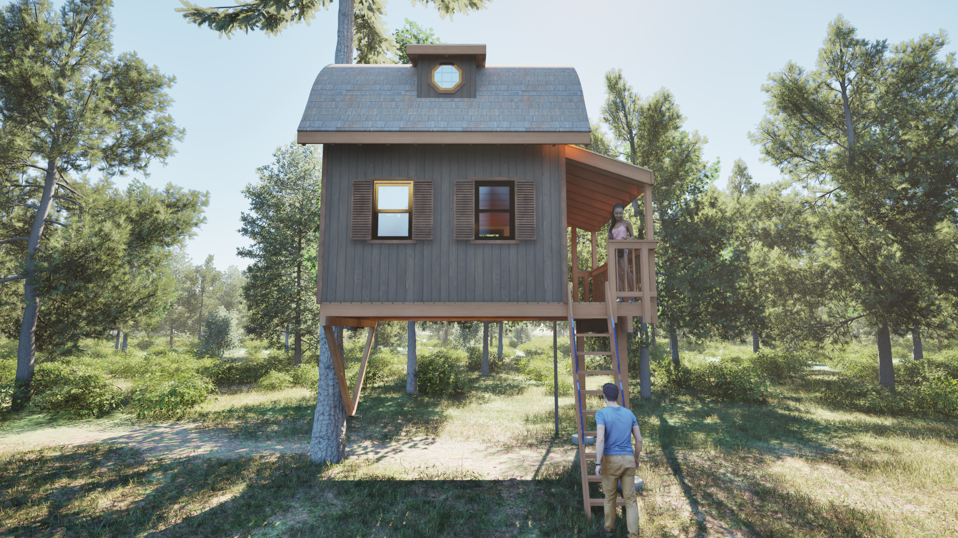 THE CEDAR HILL BARN © 1 Tree 2 Post Treehouse Plan