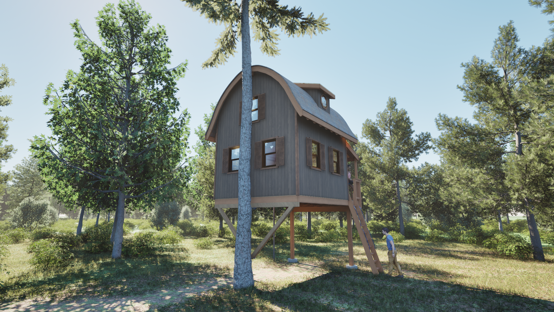 THE CEDAR HILL BARN © 1 Tree 2 Post Treehouse Plan