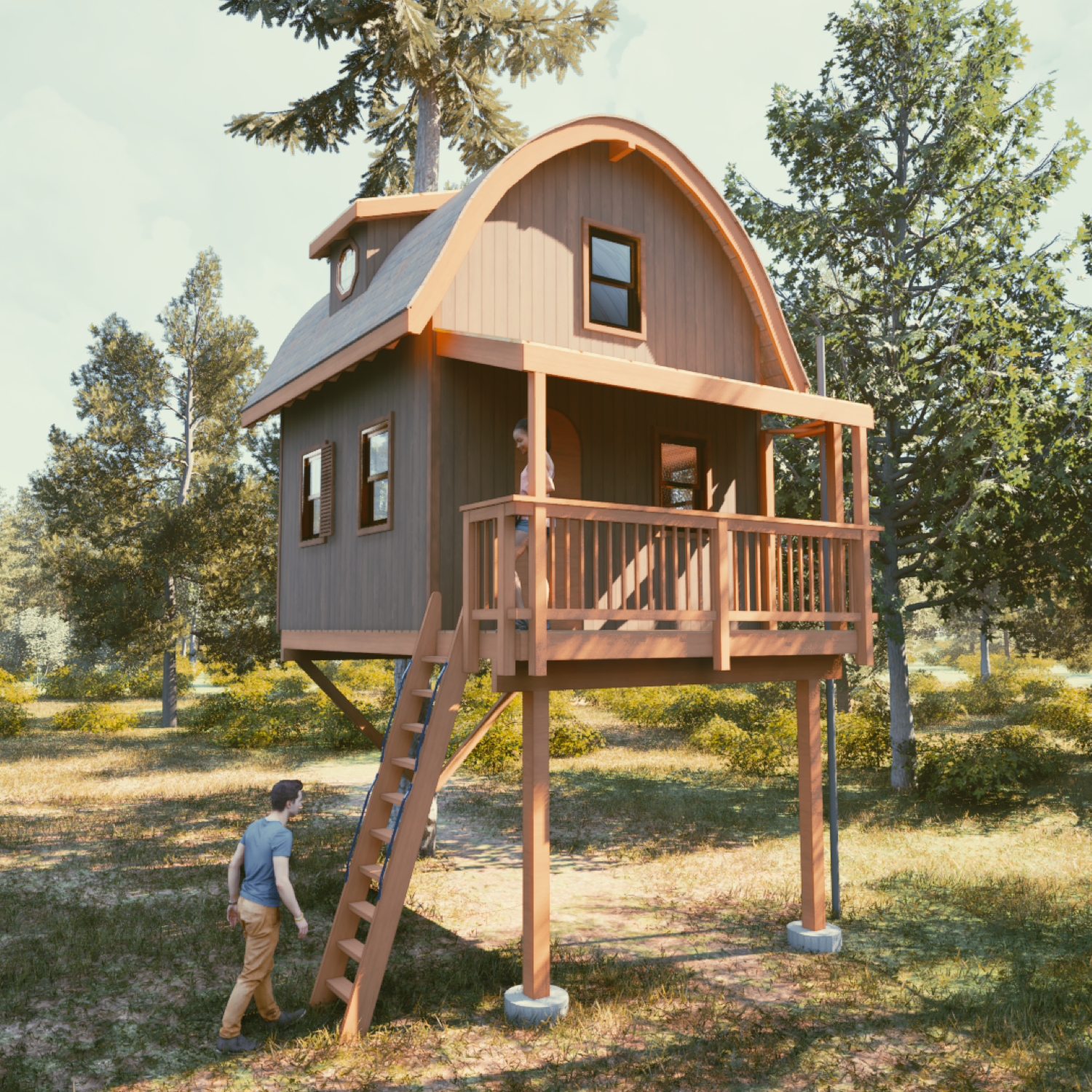 THE CEDAR HILL BARN © 1 Tree 2 Post Treehouse Plan