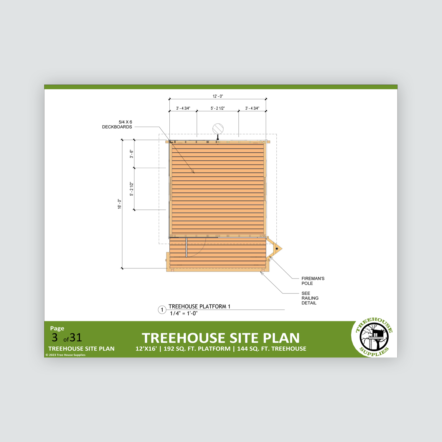 THE CEDAR HILL BARN © 1 Tree 2 Post Treehouse Plan