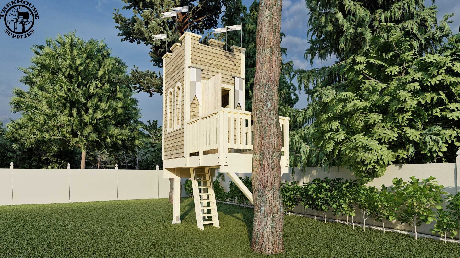 Treehouse Supplies THE ENCHANTED CASTLE  © 1 Tree 2 Post Treehouse Plan 