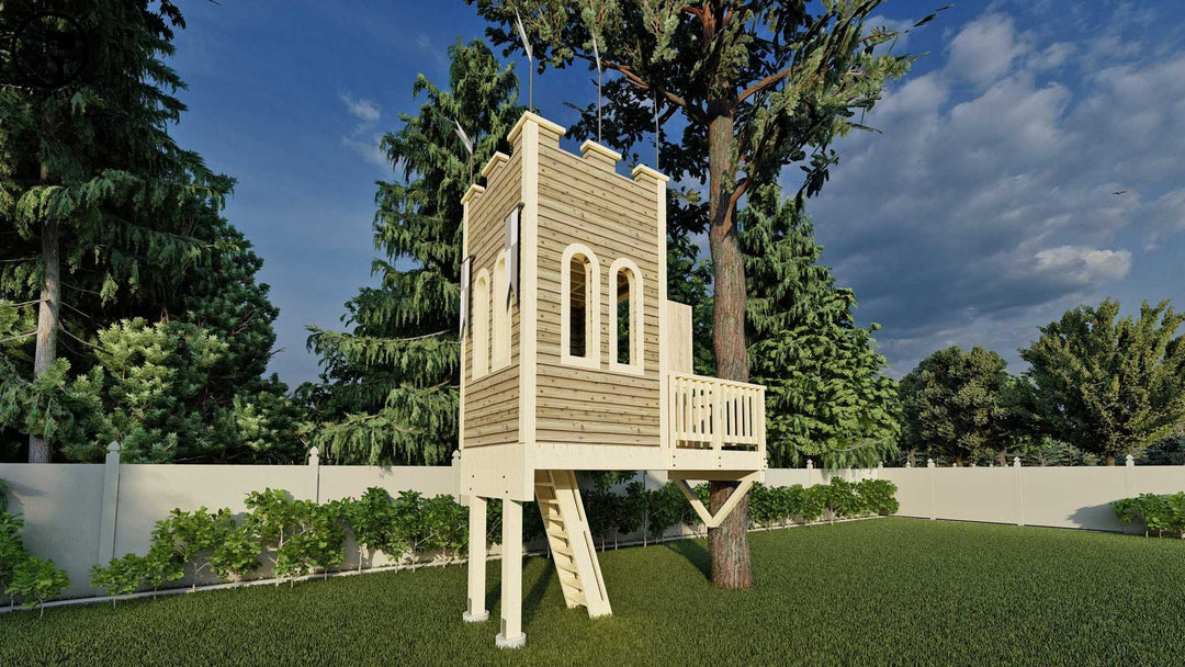 Treehouse Posts 6' x 12' Enchanted Castle Treehouse Plan | Treehouse Plans & Hardware ...