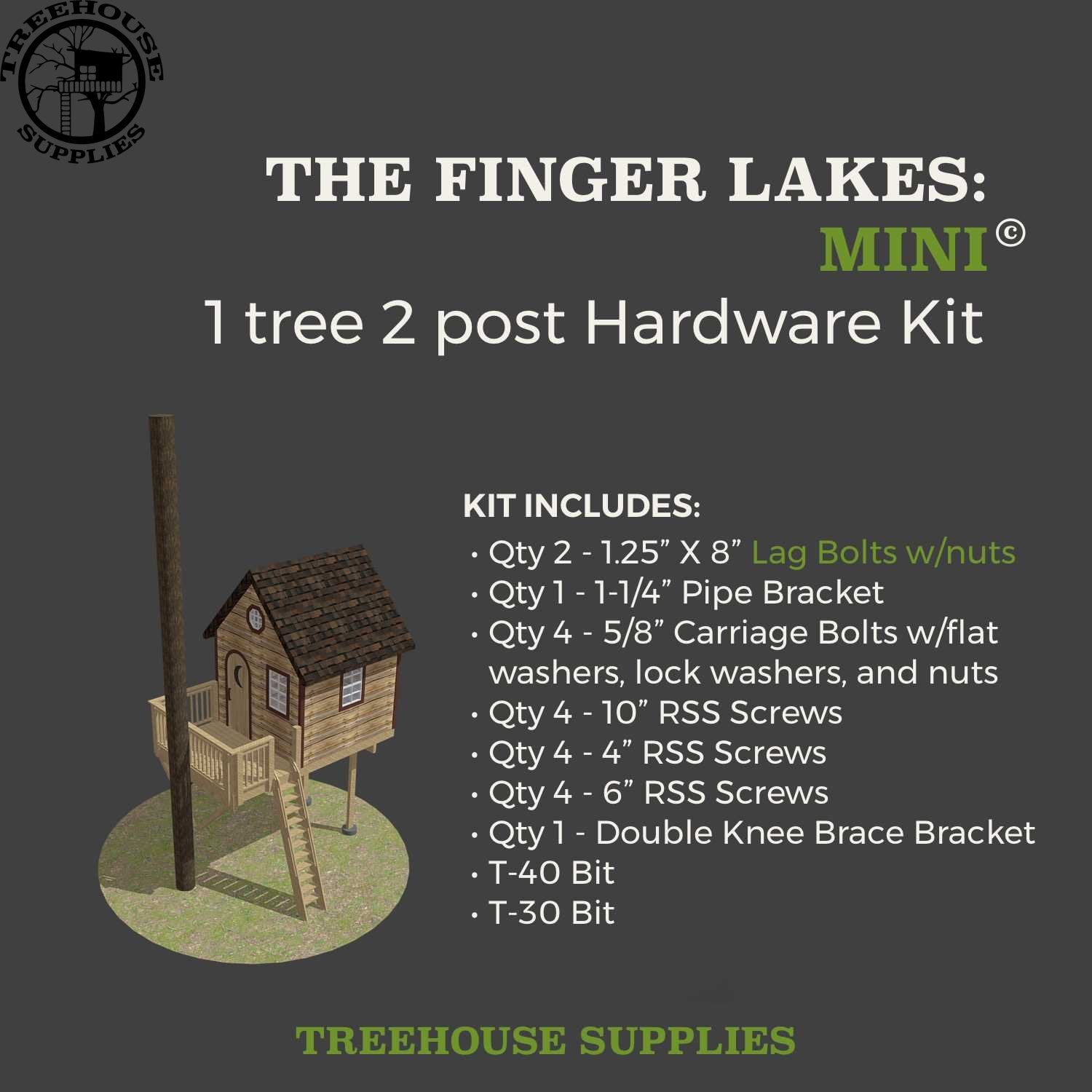 Treehouse Supplies THE FINGER LAKES: MINI © 1 tree 2 post hardware kit 